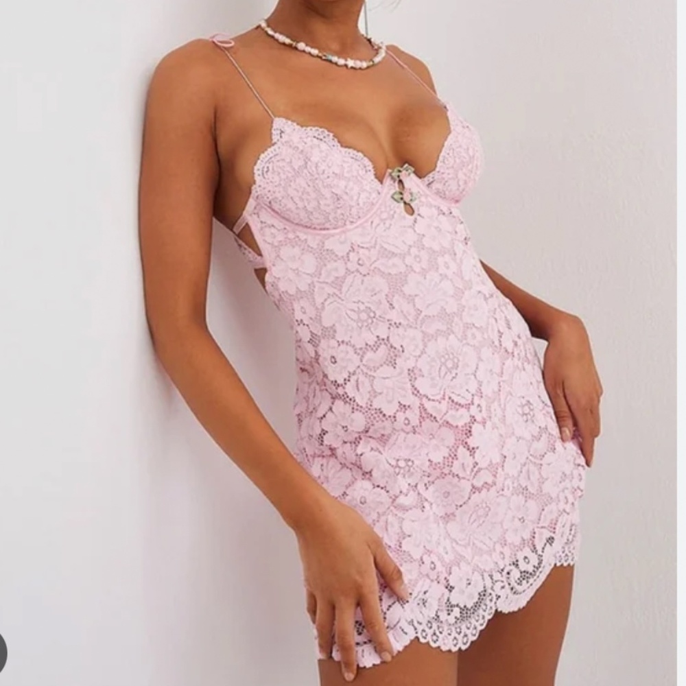 For Love And Lemons Creamsicle Lace Slip Dress